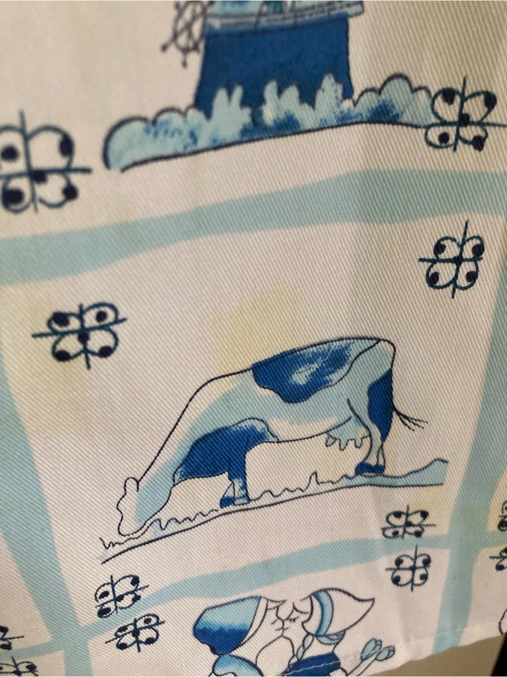 Classic Blue & White Tulip Print Kitchen Apron